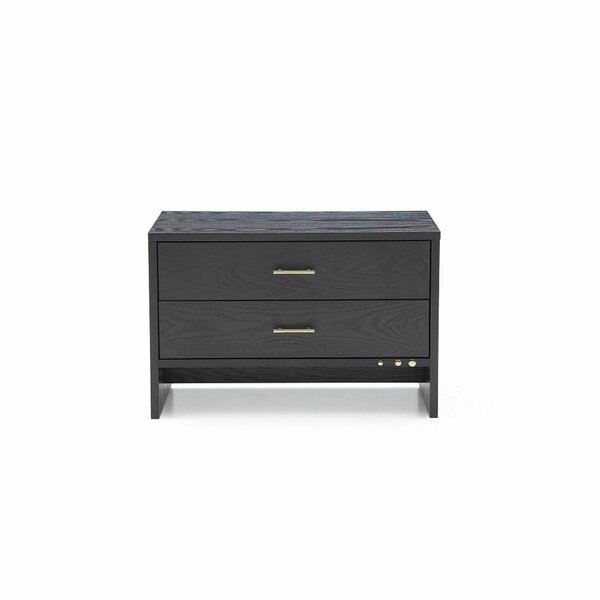 Homeroots Modern Dark Gray & Ash Nightstand with Two Drawers 473013